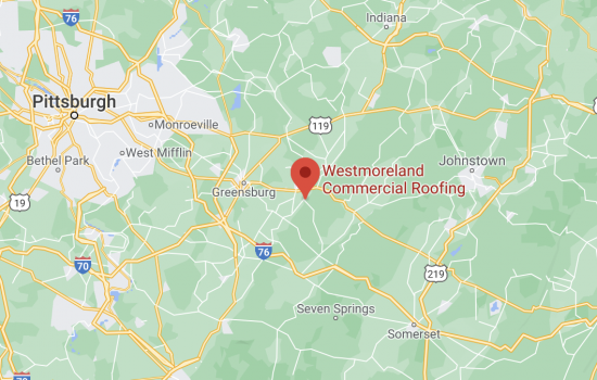 Location map of Westmoreland Commercial Roofing